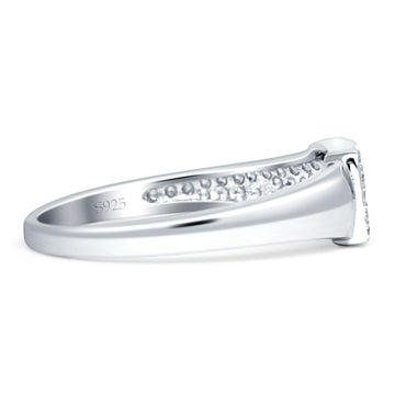 Key Hole Band 6mm Cluster Cubic Zirconia Ring 925 Sterling Silver Wholesale